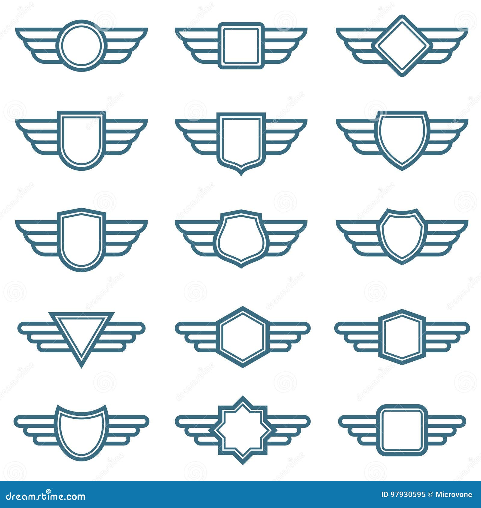 eagle wings army  badges. aviation wing labels. winged pilot emblems