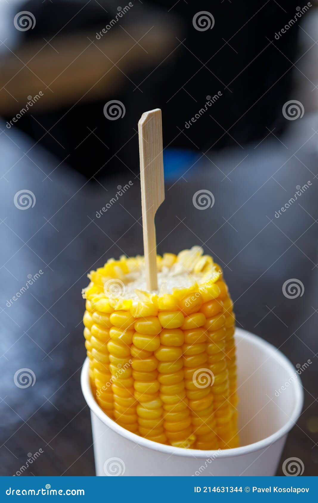 An Ear of Boiled Corn in a Paper Cup Stock Photo Image of harvest