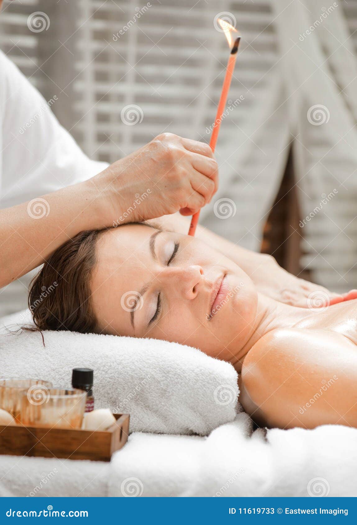 Ear Candling in Spa stock image. Image of care, pretty 11619733