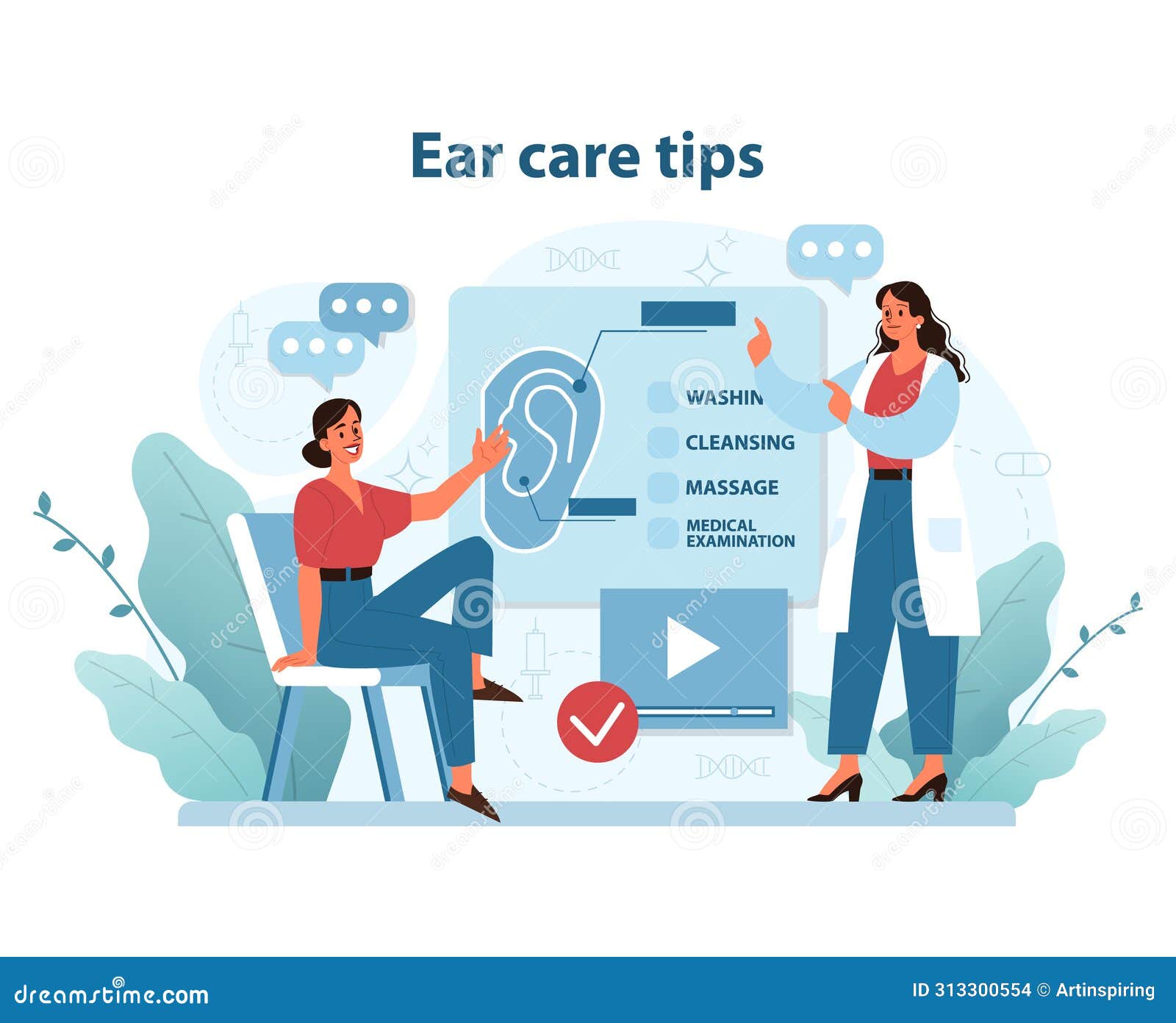 Ear Care Guidelines. Informative Vector Stock Vector Illustration of