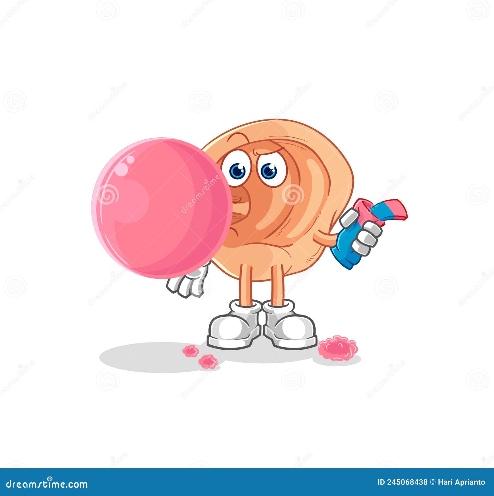 Ear Chewing Gum Vector. Cartoon Character Stock Vector Illustration