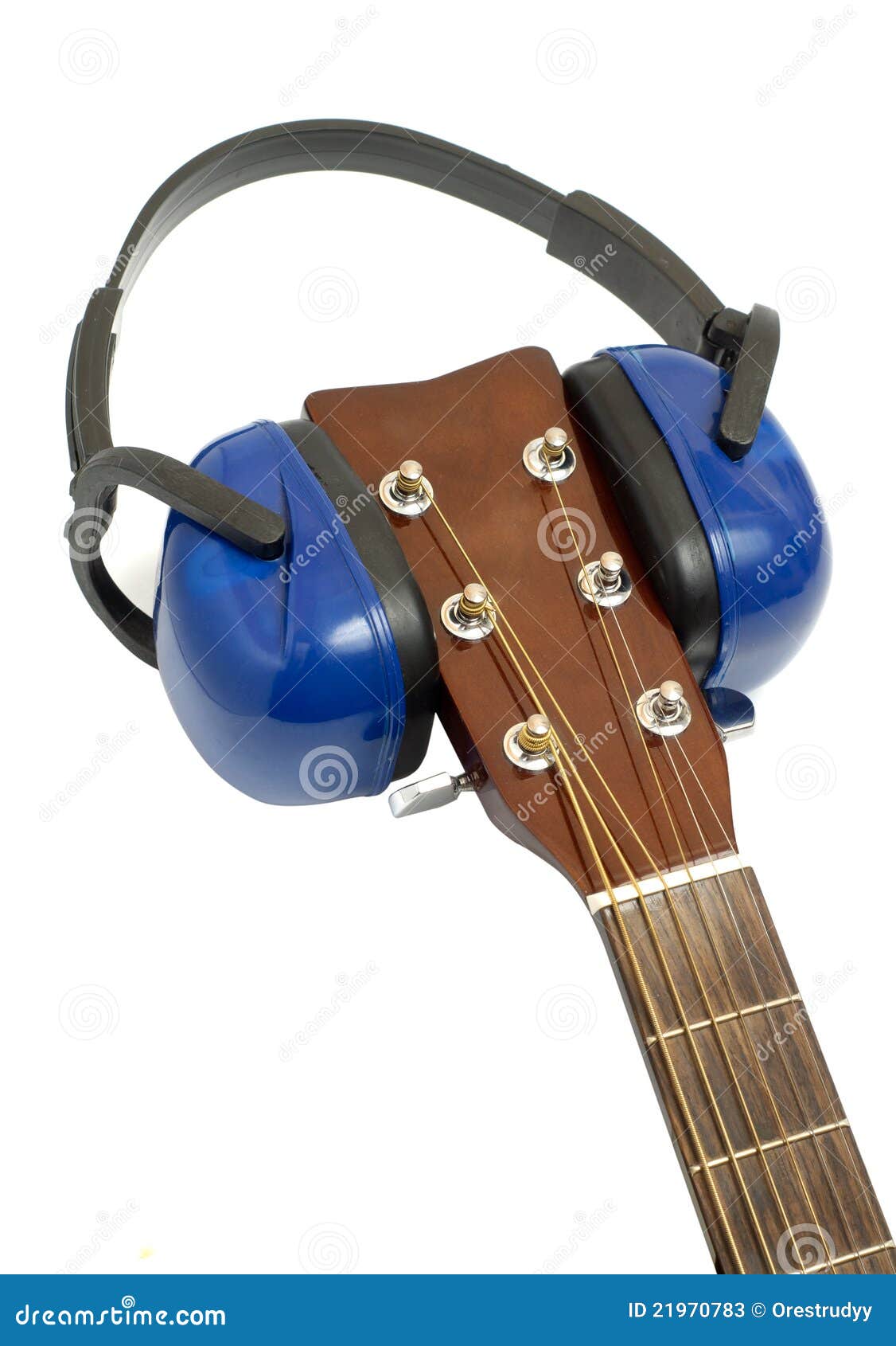 Ear protection on guitar stock image. Image of safety 21970783