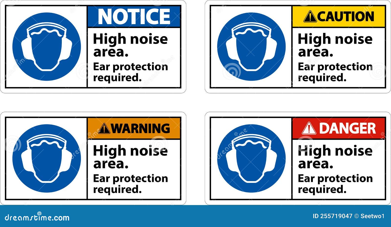 Ear Protection Required Sign on White Background Stock Vector