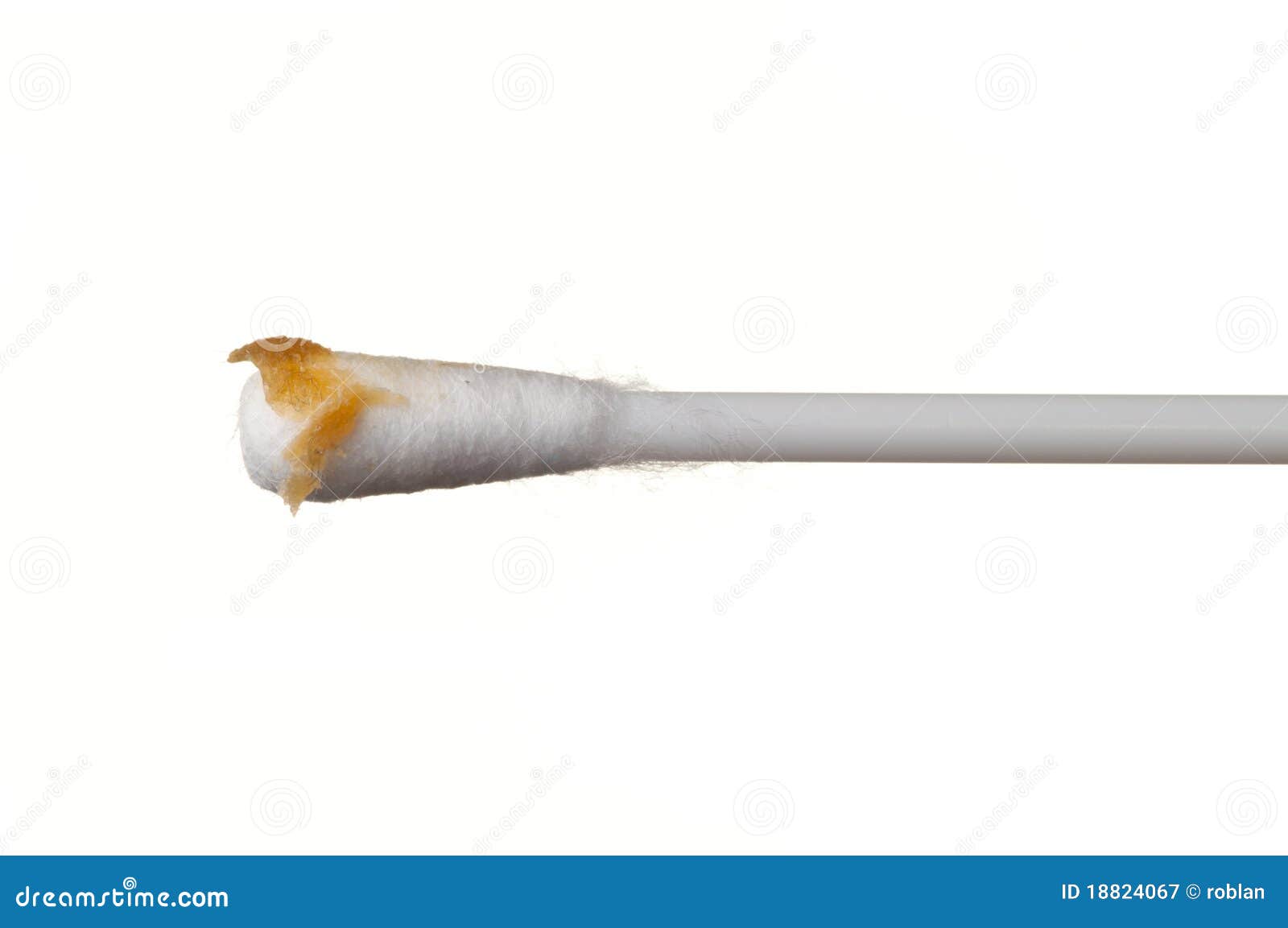 Ear wax on a cotton swab stock image. Image of lubrication 18824067
