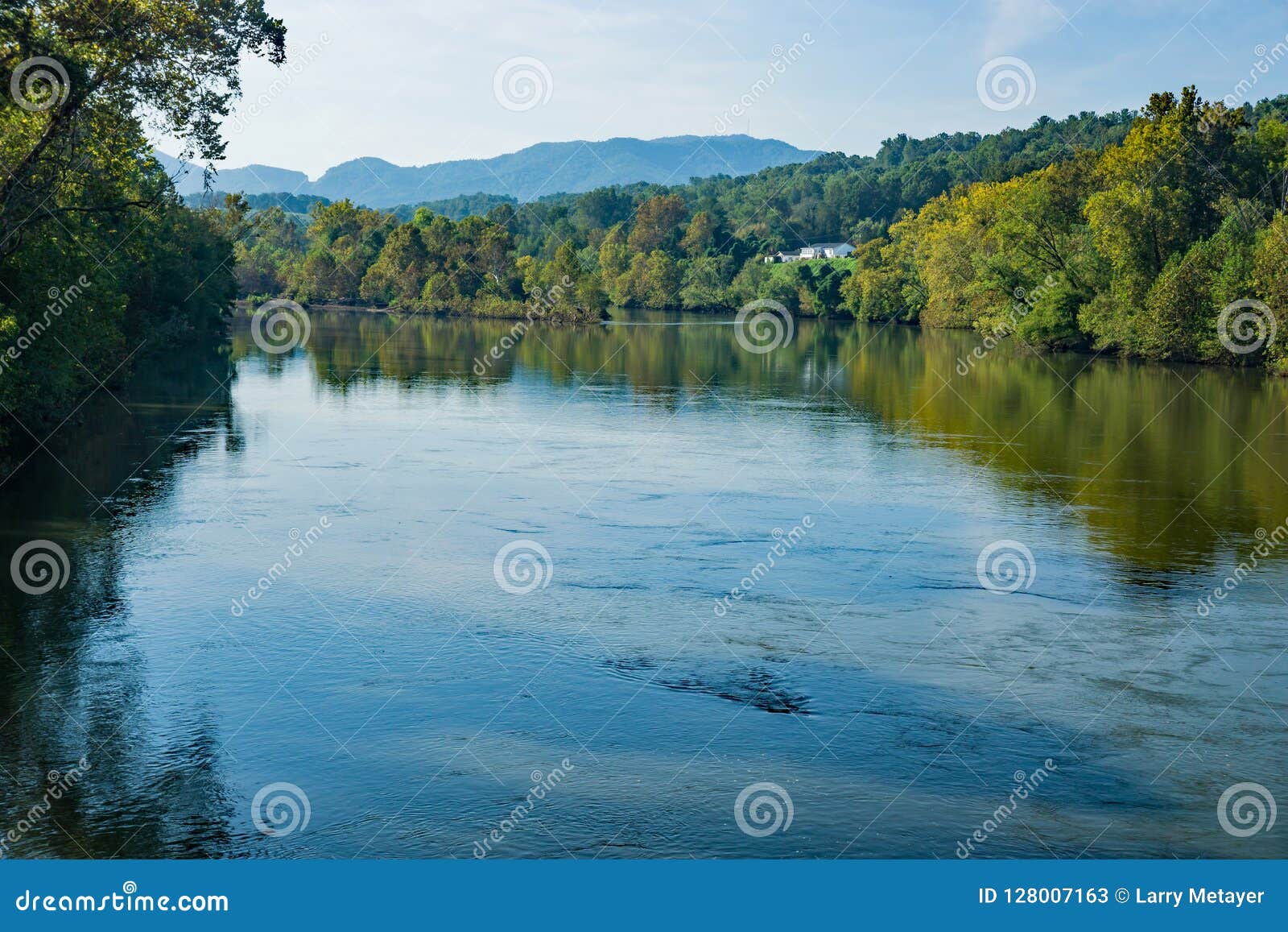 an early fall view of the james river, virginia, usa