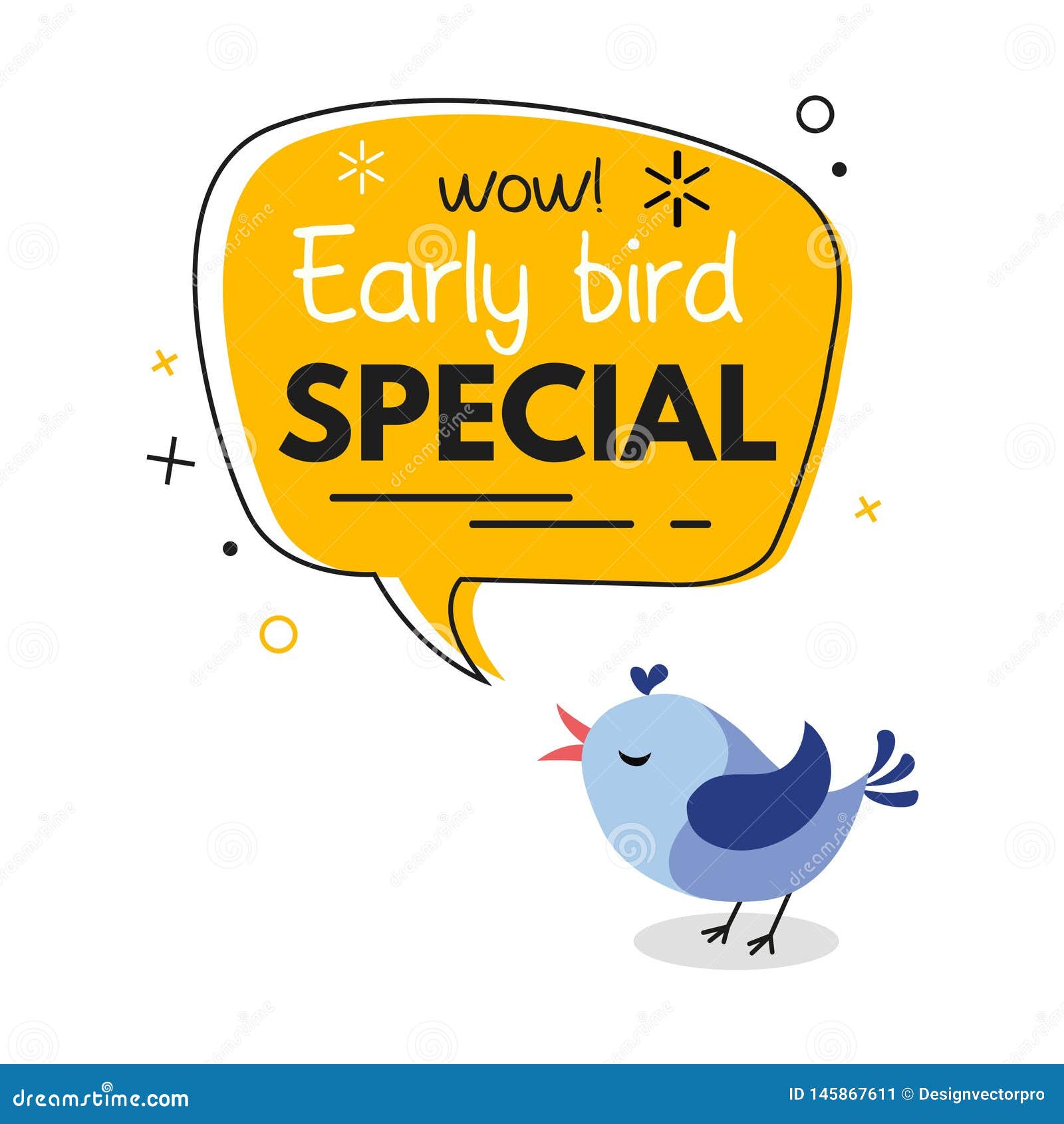 early bird special trendy  with bird and geometric template.  early bird promotion 