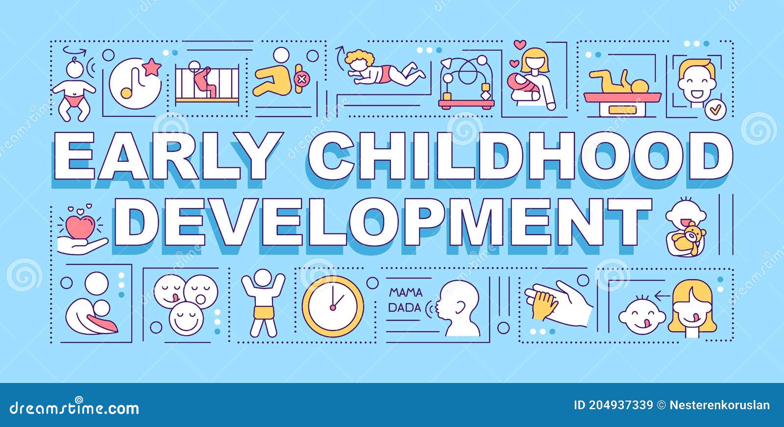 early childhood development word  banner
