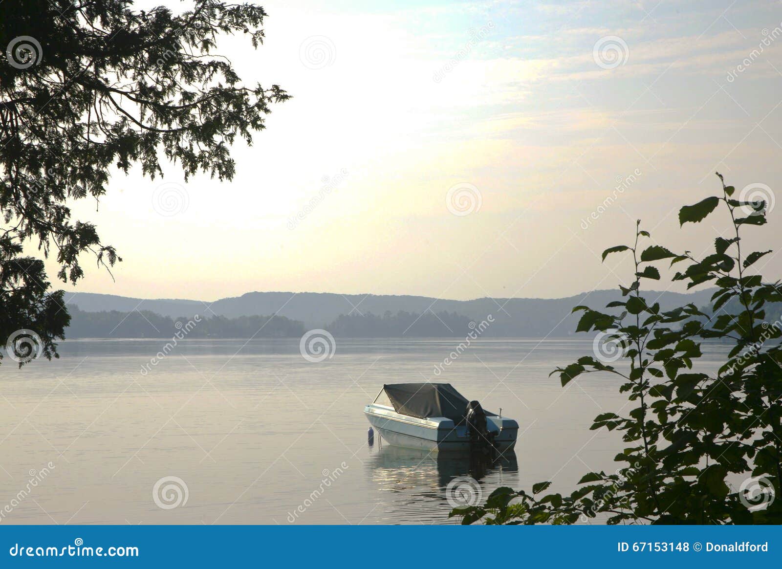 early morning on lake of bays, muskoka, ontario, canada