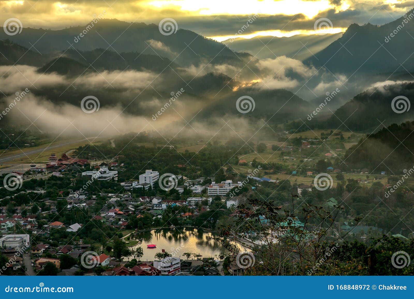 early morning sunrise over the sea of mist.mae hong son province,thailand