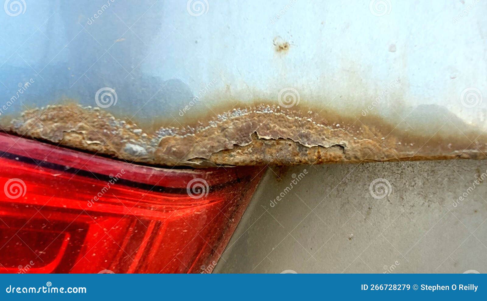 Early Stages of Rust on the Rear Panel of a Car Stock Image Image of