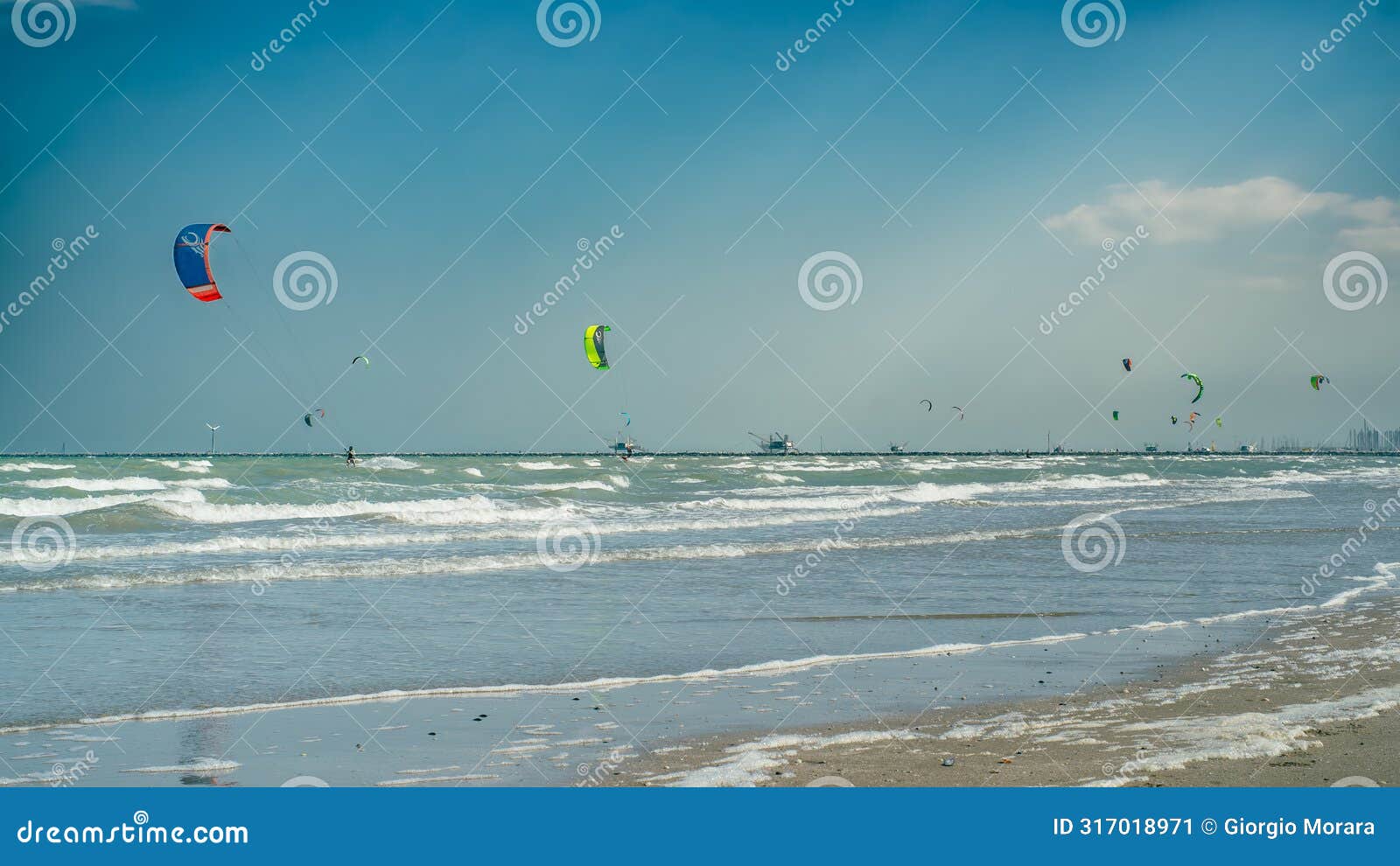 early summer windy day on an adriatic sea beach