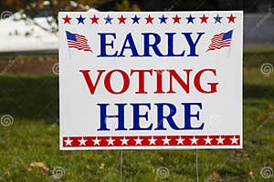 EARLY VOTING HERE Sign Stock Photography CartoonDealer 129693536