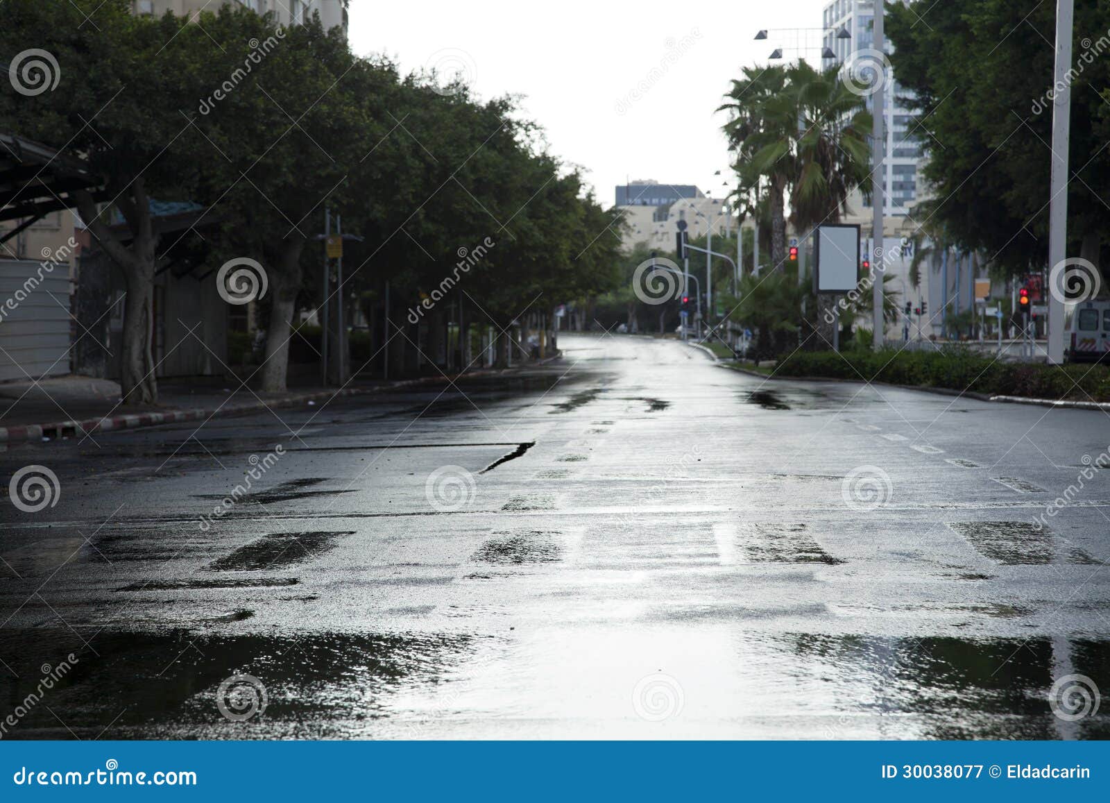 empty wet winter street