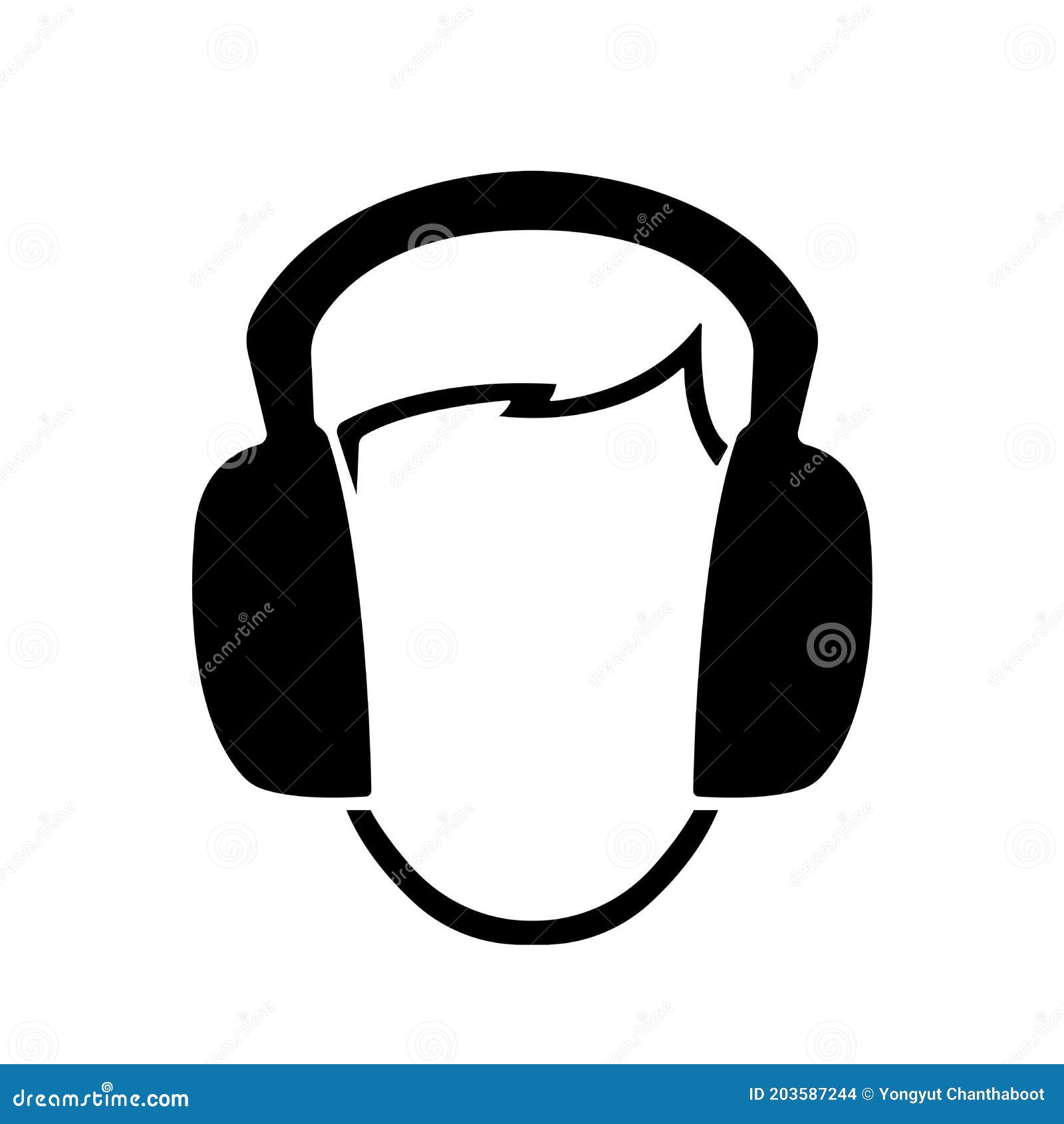 earmuff black icon, ,  on white background label. eps10
