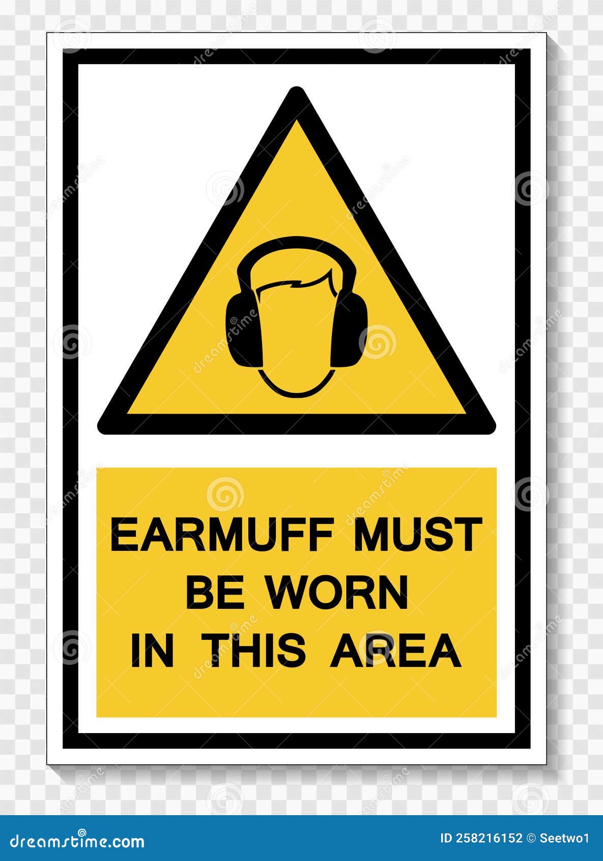 Earmuff Must Be Worn in this Area Symbol Sign Isolate on White