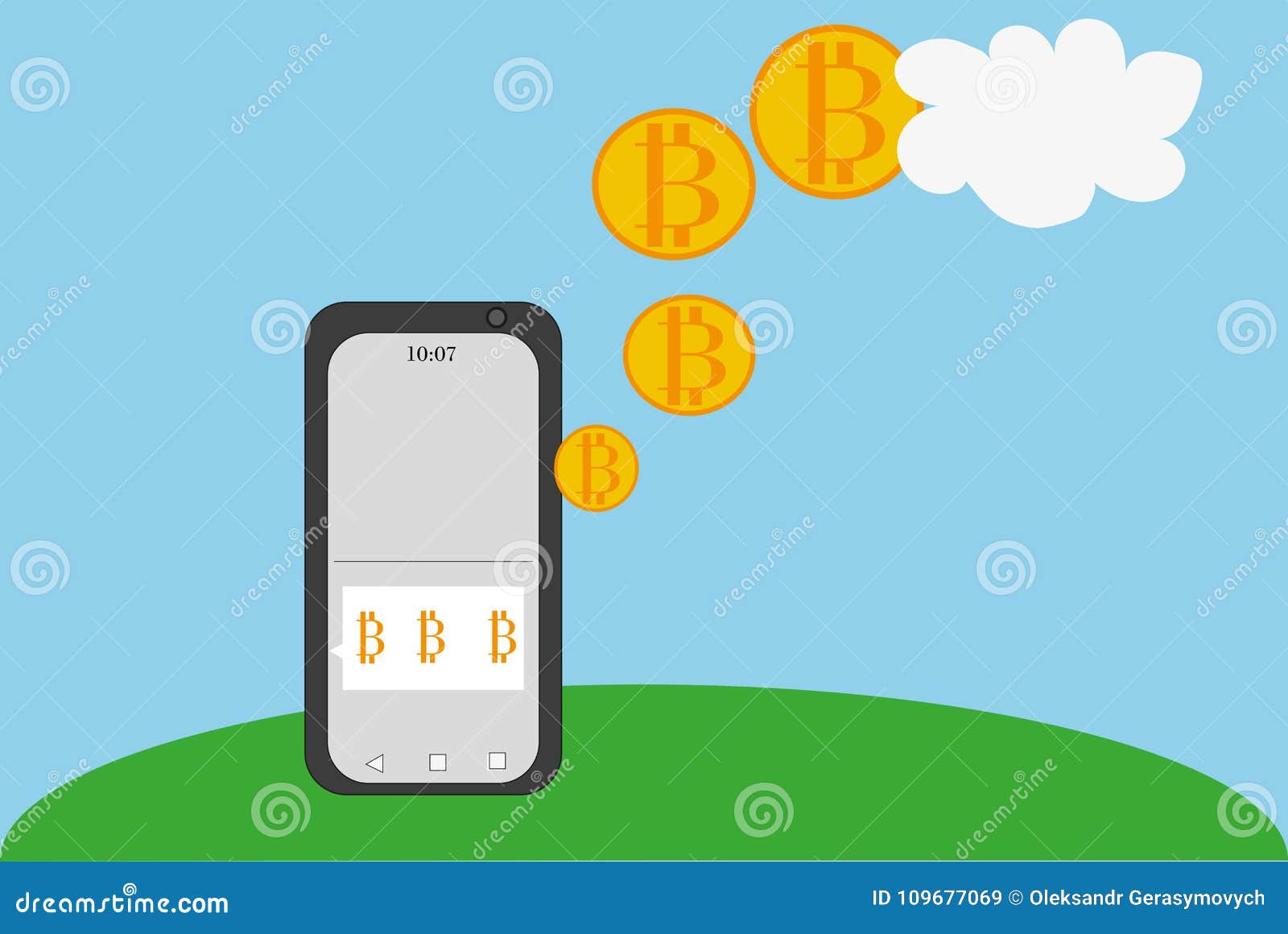 Earn Bitcoins With Your Cell Phone Stock Vector Illustration Of - 