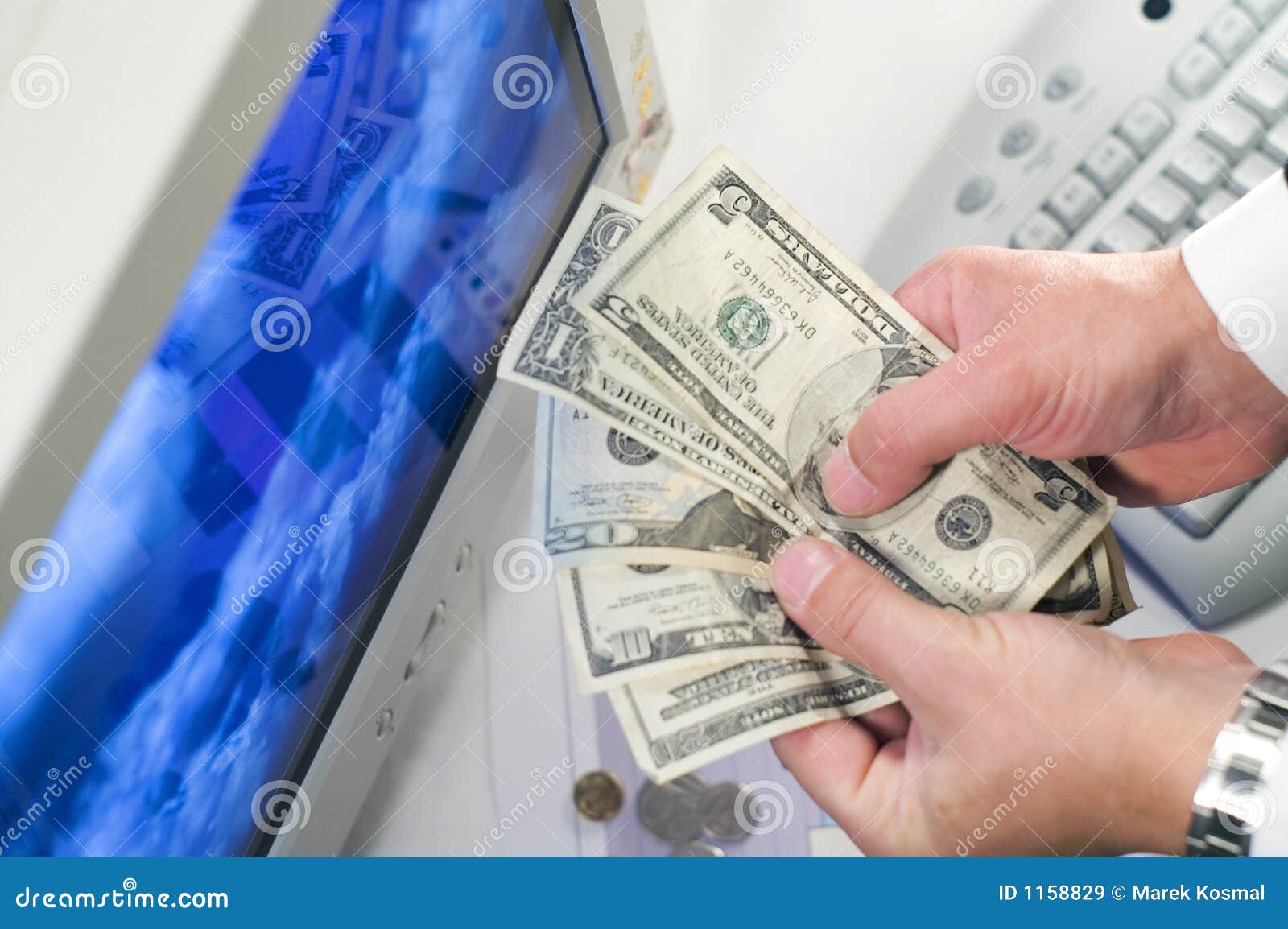 Earn money stock image. Image of keyboard, dollar, palm 1158829