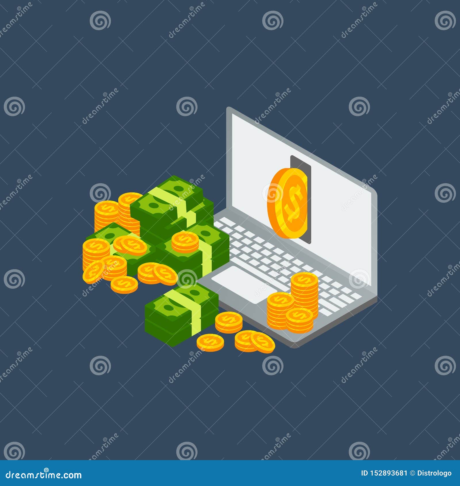 Earn Money Online Vector Design Illustration. Making Money Online ...