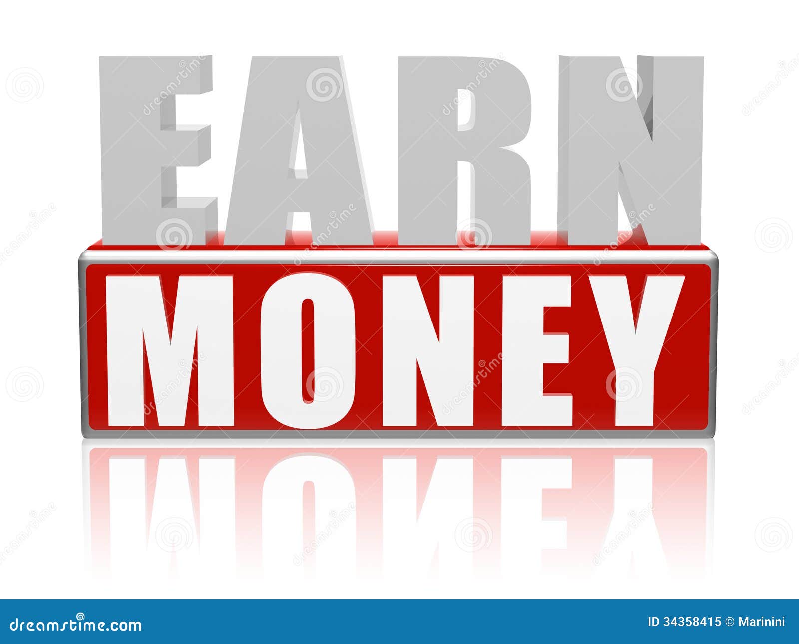 Earn Money In Red White Banner - Letters And Block Royalty ...