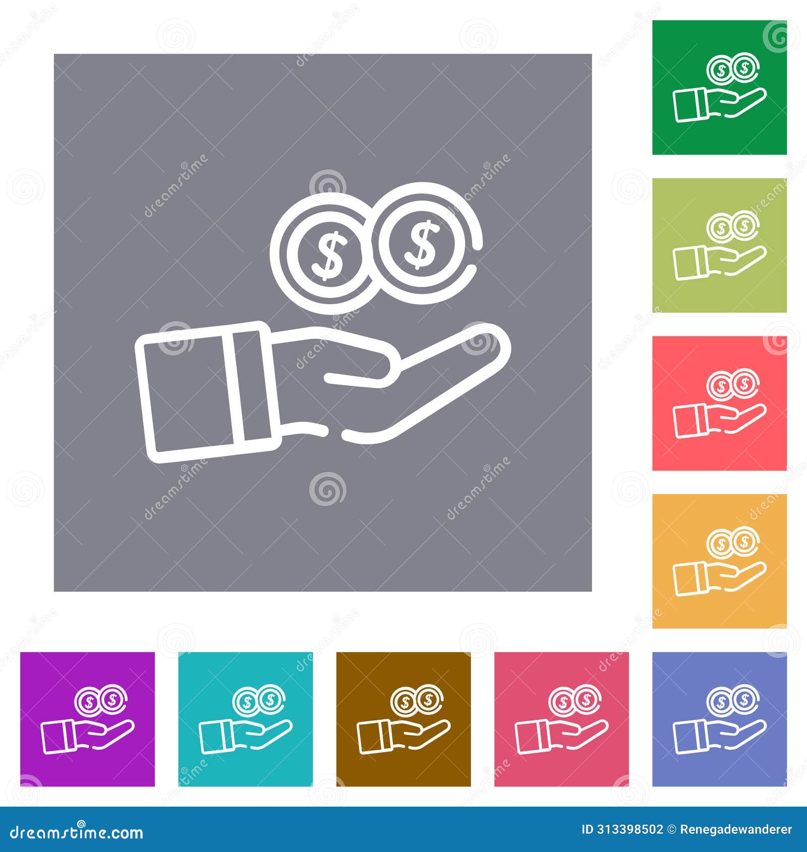 earnings outline square flat icons
