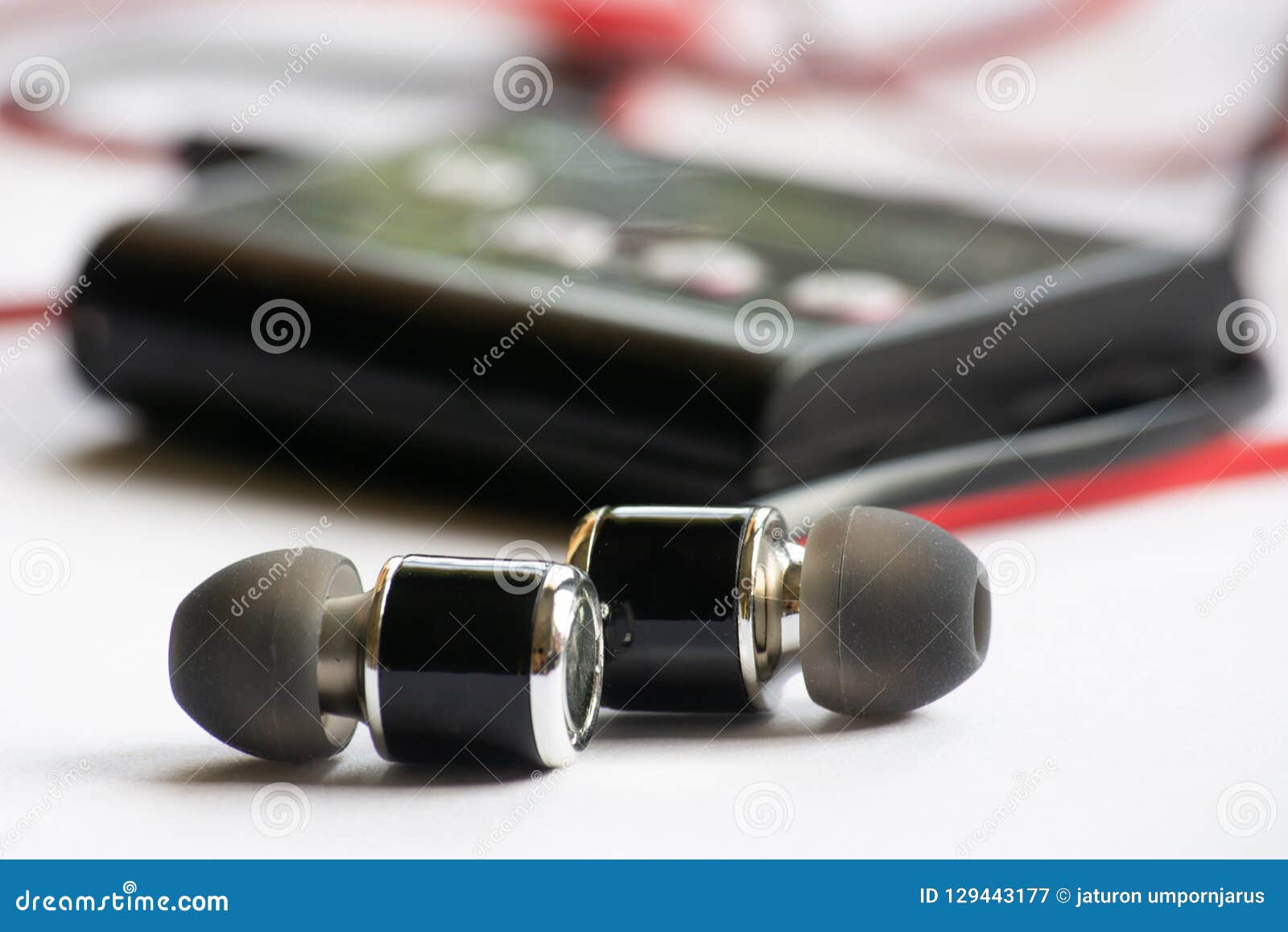 Earphone, Music, Earphone with Mp3 Player. Stock Image Image of
