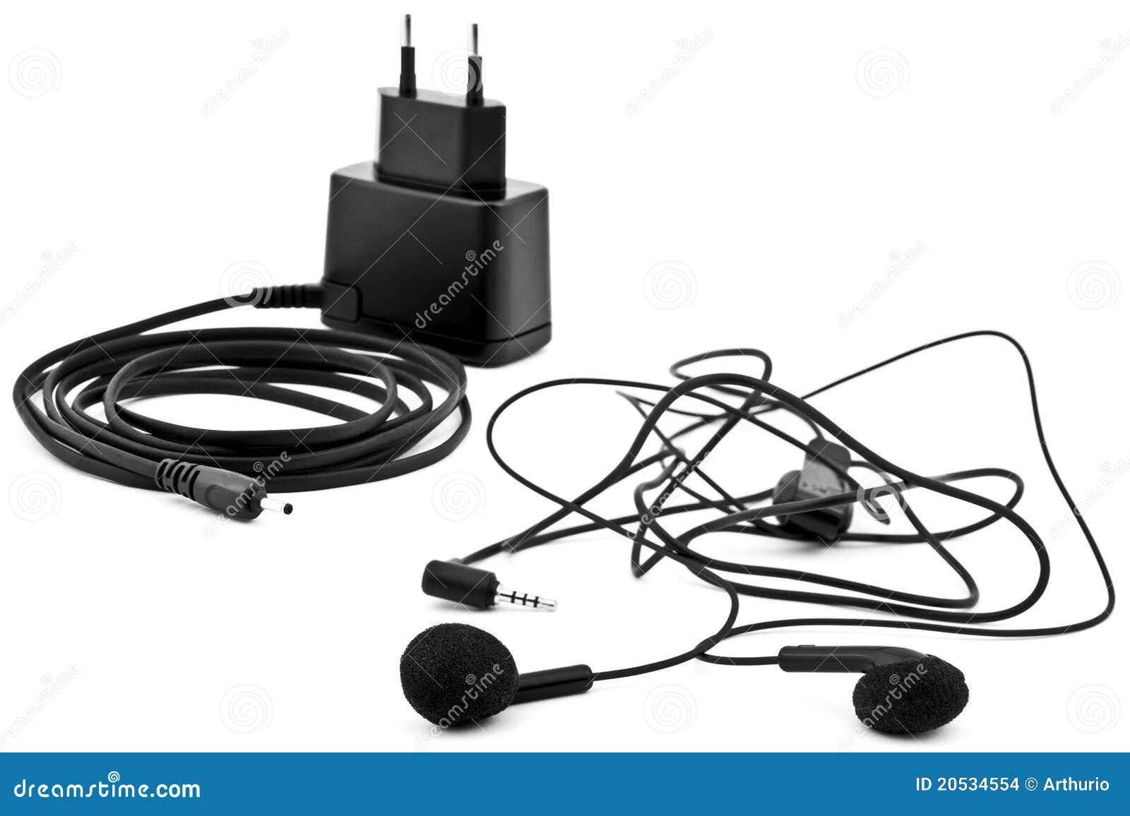 Earphones and charger stock photo. Image of headset, accessories 20534554