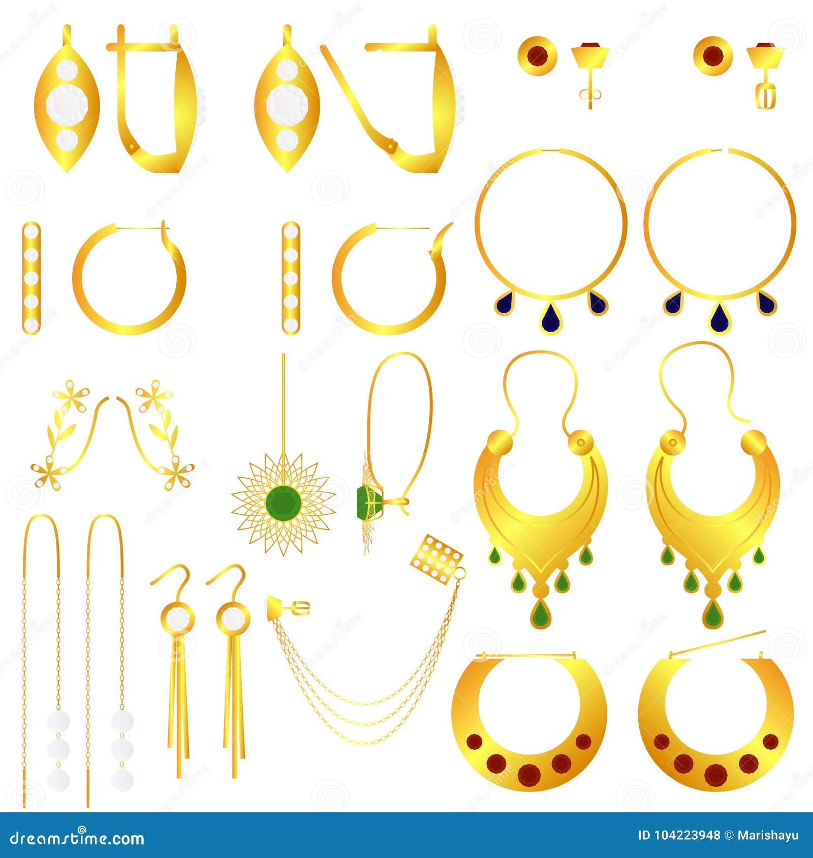 Earring Clasps Types Golden Stock Vector - Illustration of clasp ...