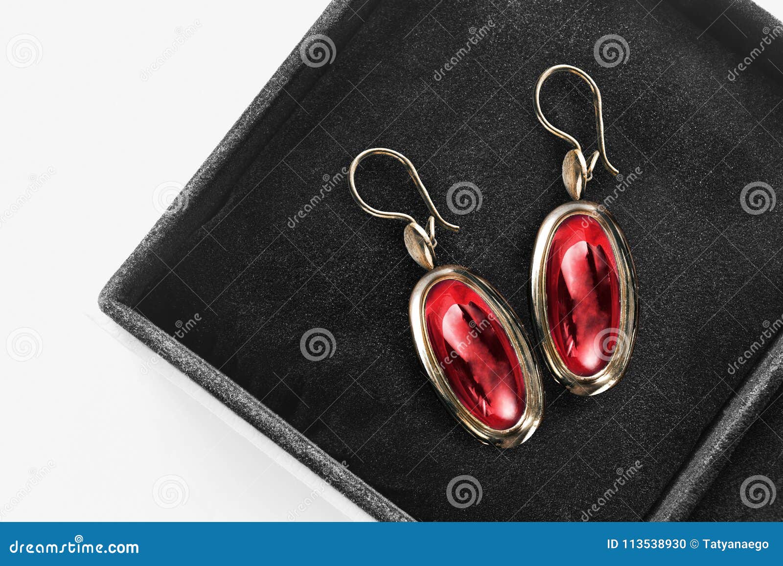 Earrings in a box stock photo. Image of closeup, luxury 113538930