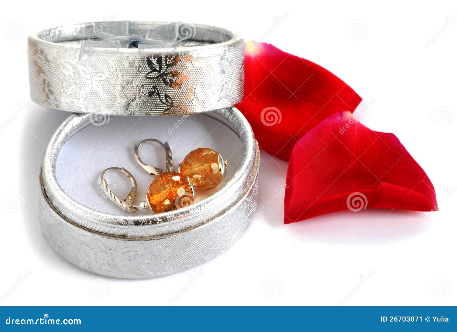 Earrings in gift box stock image. Image of bright, pair 26703071