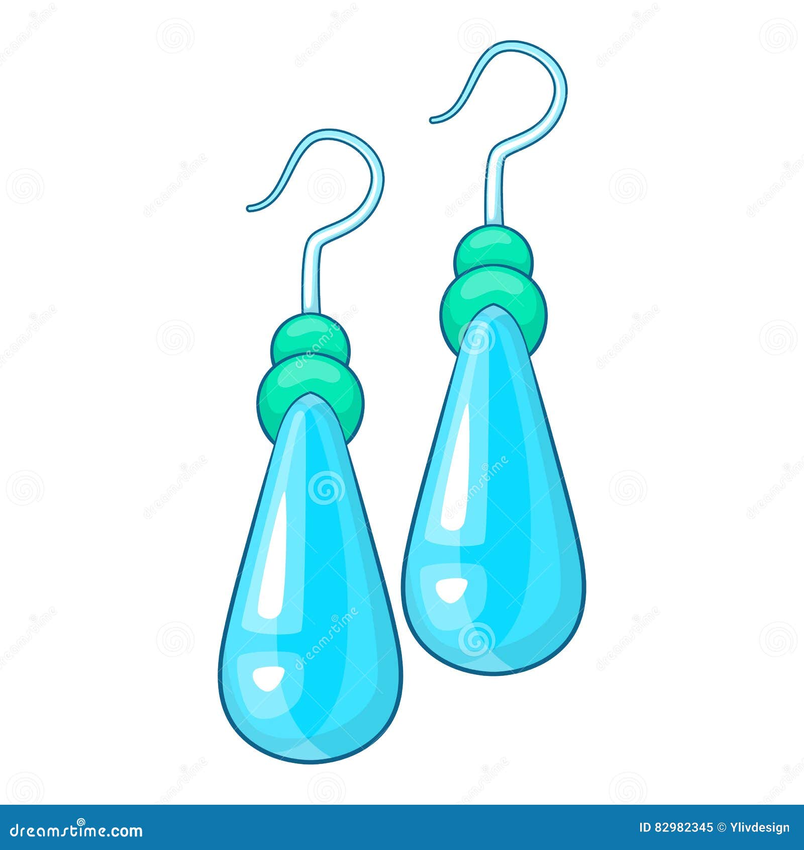 Earrings Icon, Cartoon Style Stock Vector Illustration of clip, pearl