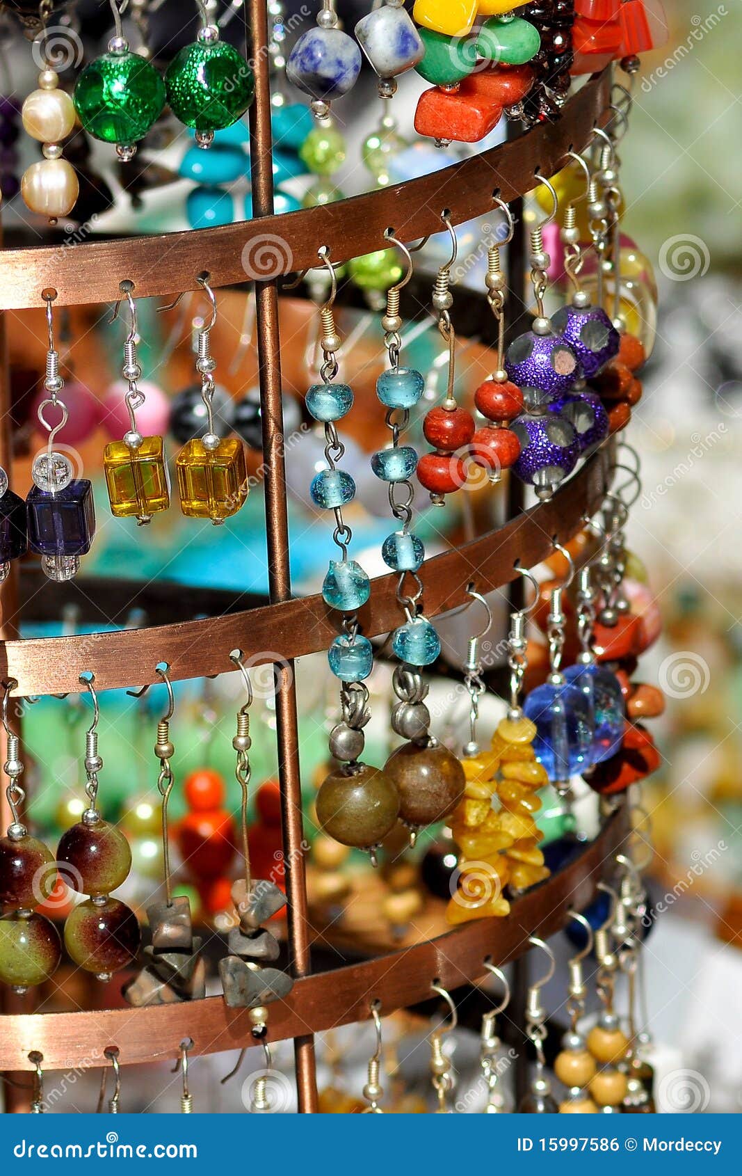 Earrings on a market stall stock photo. Image of market 15997586