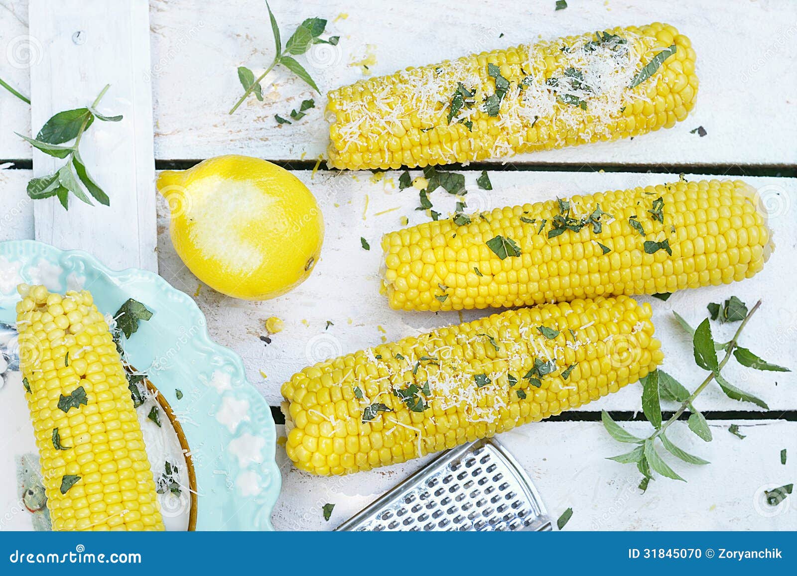 Ears of fresh corn stock photo. Image of mint, organic 31845070