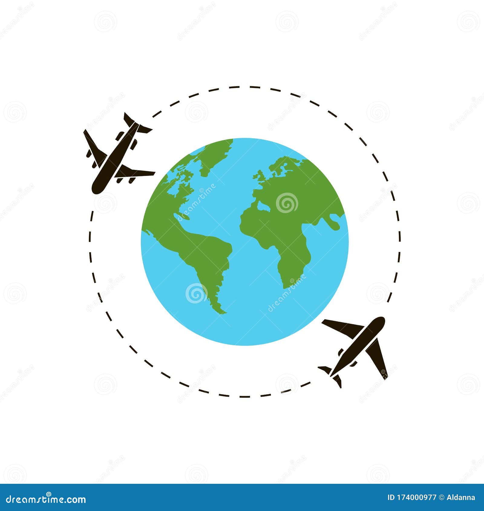 Earth And Airplane Around The World Stock Vector Illustration Of