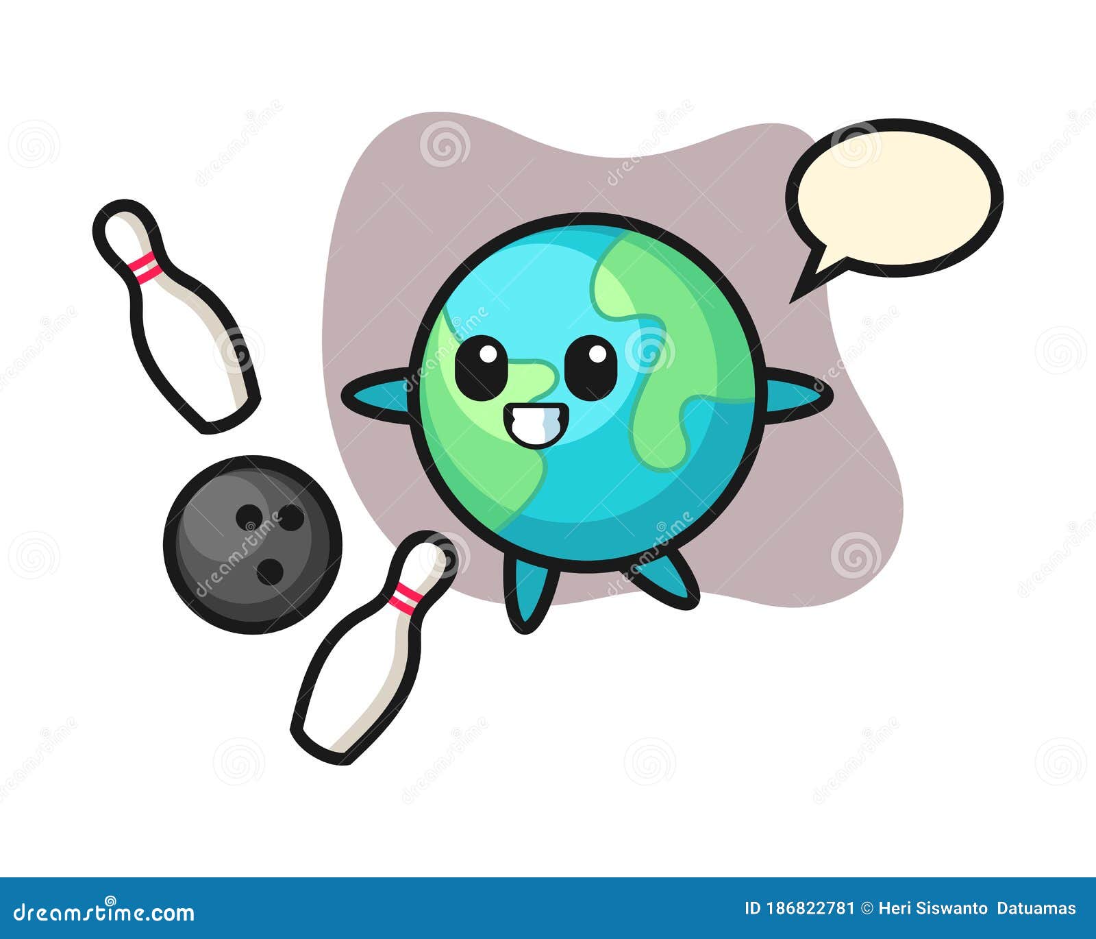Earth Cartoon Playing Bowling Stock Vector Illustration of explore