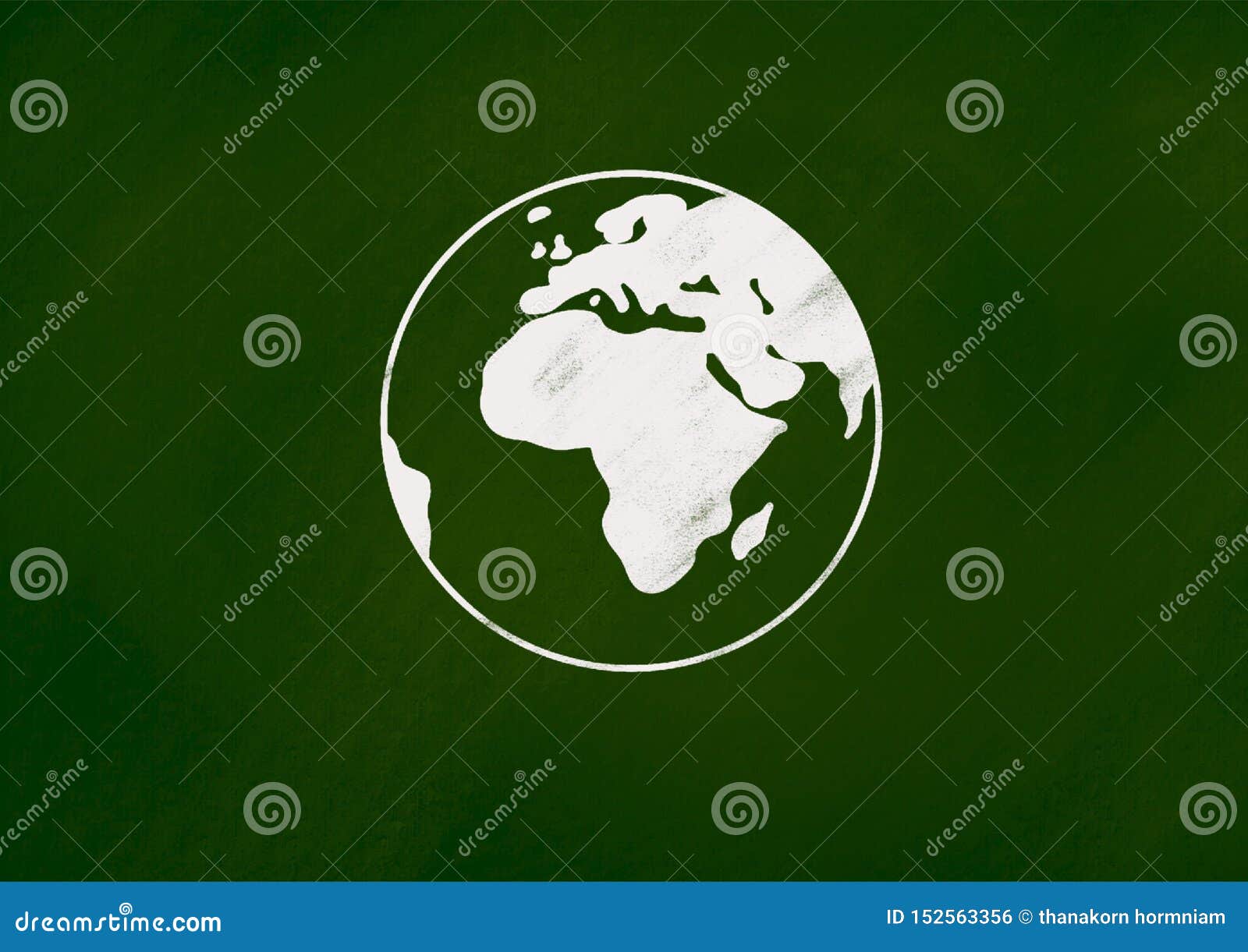 The Earth Chalk Drawing on Green Chalkboard Stock Illustration