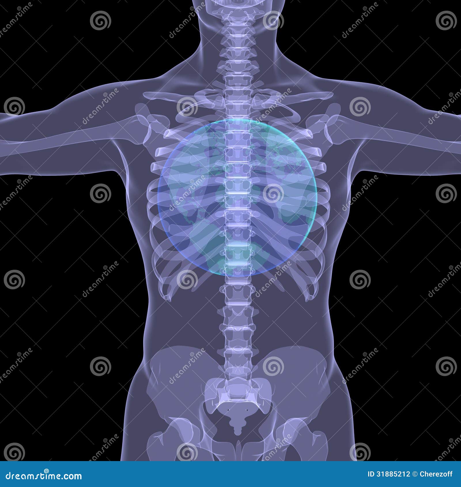 Earth in the chest stock illustration. Illustration of people 31885212