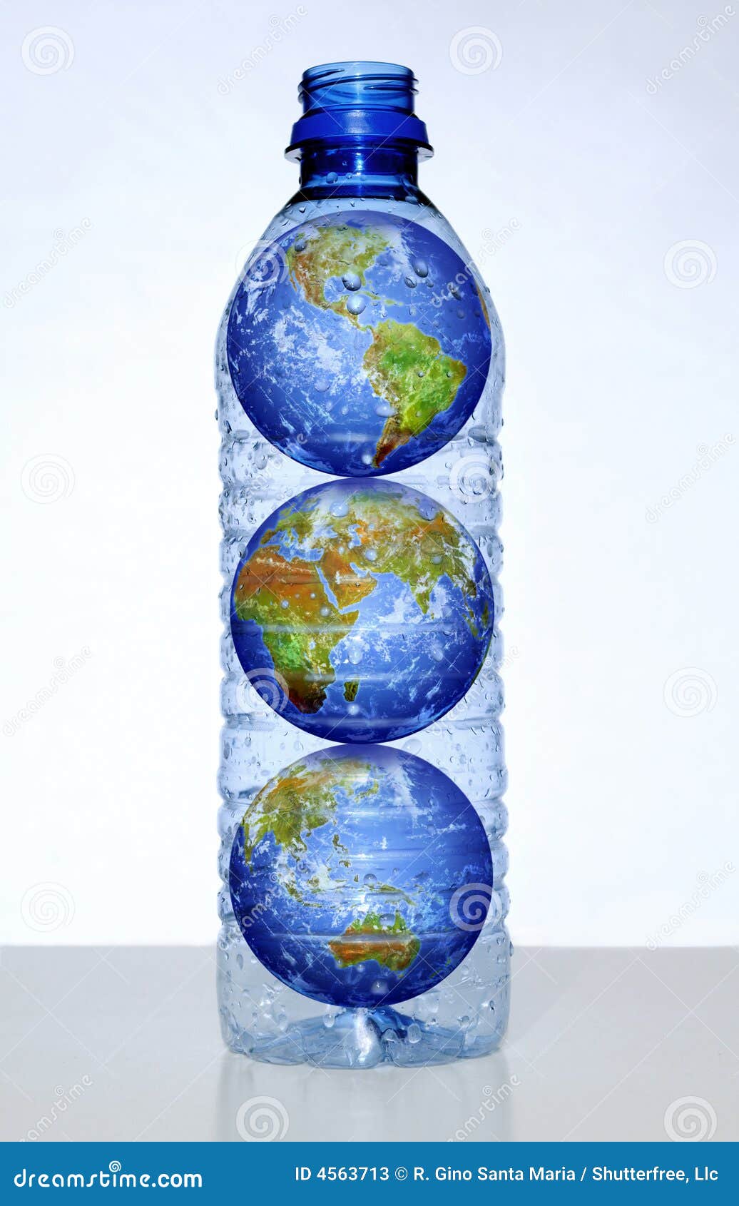 Earth With Continents In Water Bottle Stock Image Image of bottle