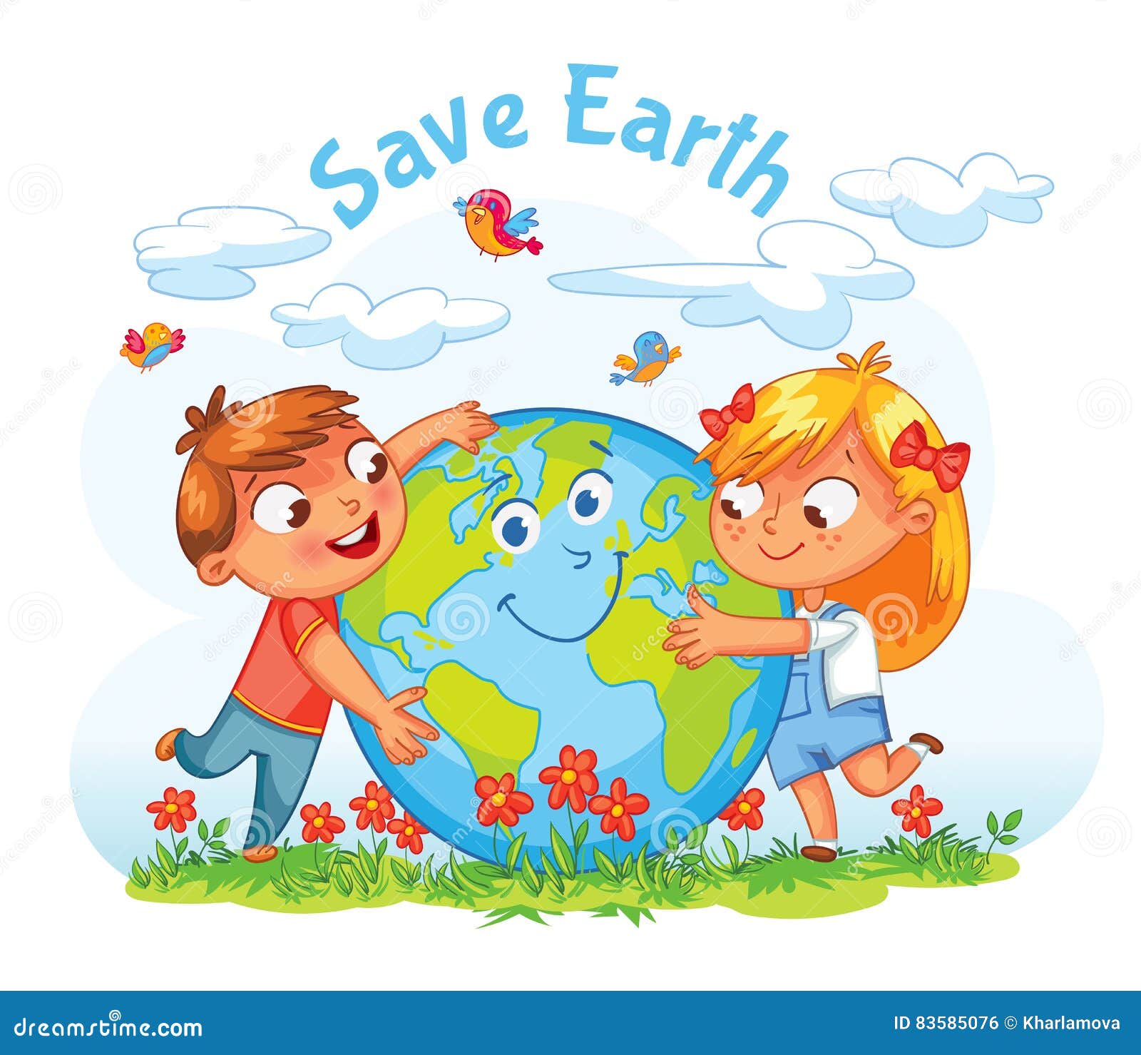 Save Earth Global Environment Boy Girl Concept Stock Image