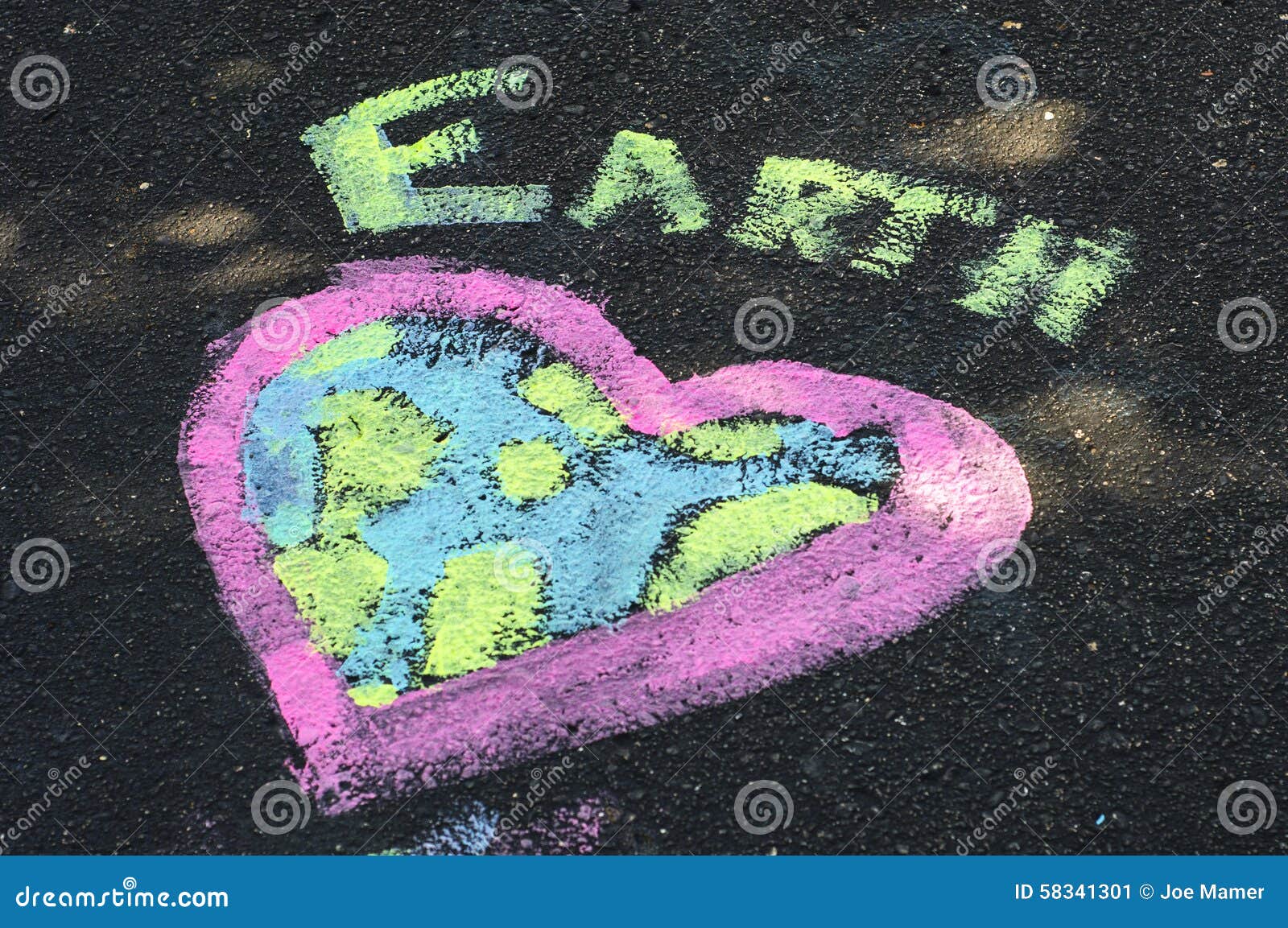 Earth Day Chalk Art Heart stock image. Image of change 58341301