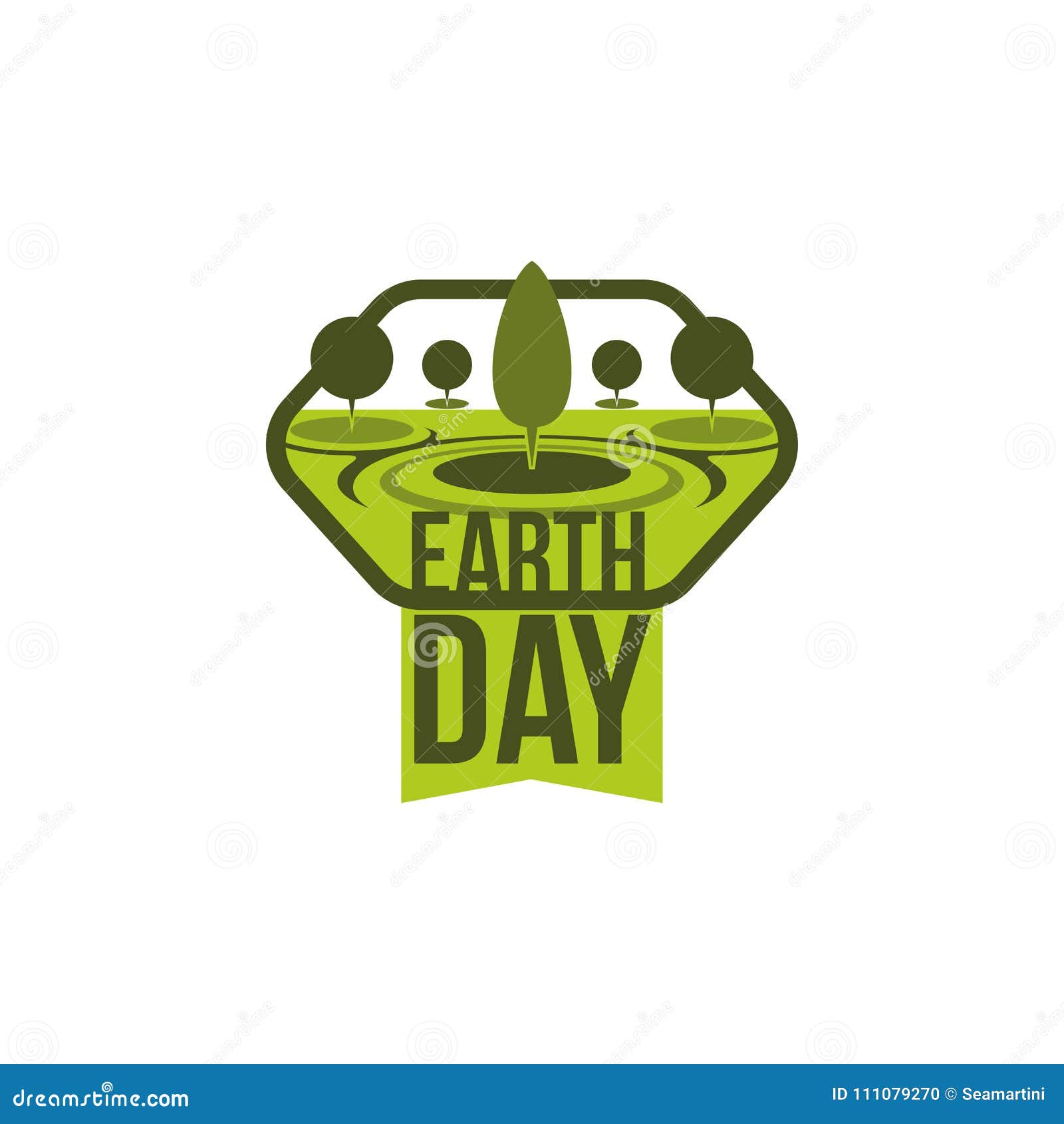 Save earth poster with green nature ecology tree Vector Image