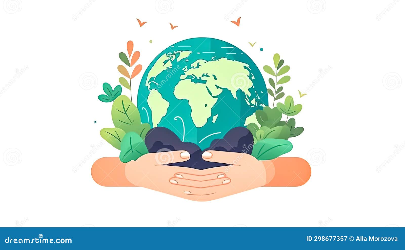 Earth Day Joy, Our Planet Draped in Green Stock Illustration ...