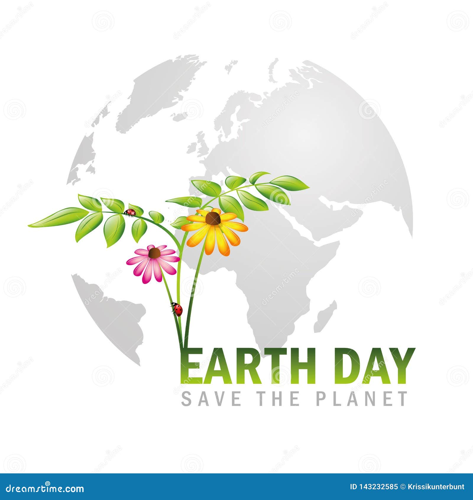 Earth is surrounded by flowers happy Royalty Free Vector