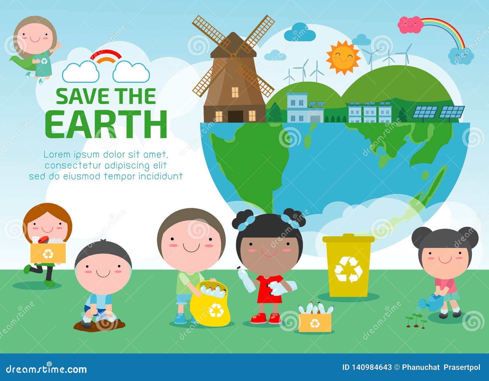 Earth Day, Save the World, Save Planet, Ecology Concept, Cute Kid Cartoon  Character Isolated on White Background Vector Illustrati Stock Vector -  Illustration of cartoon, hand: 140984643