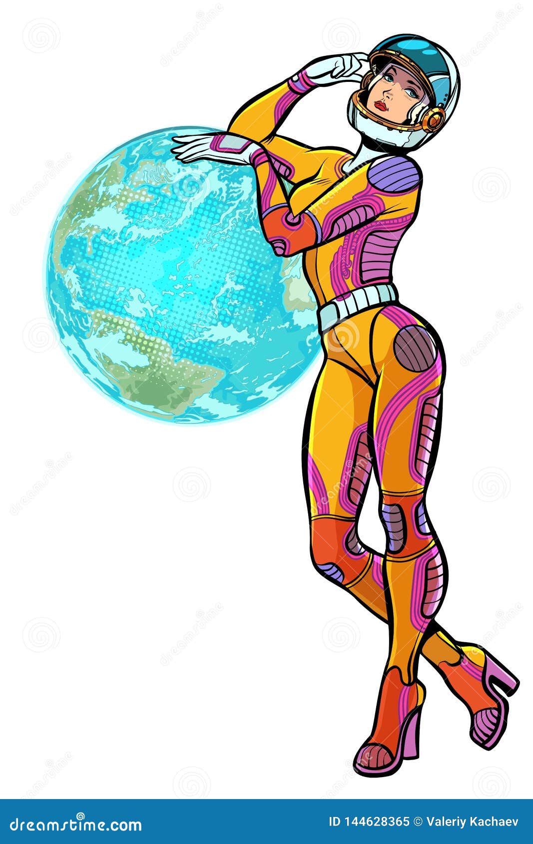 earth day. sexy beautiful woman astronaut isolate on white background