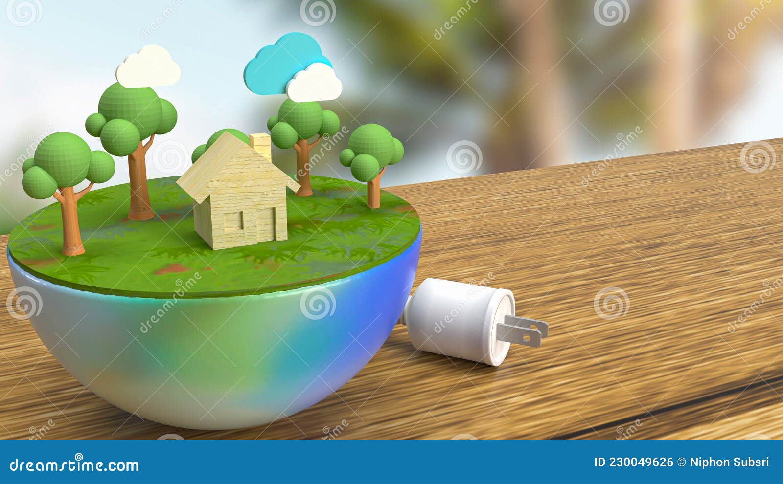 Earth and Electric Plug for Environment or Ego System Concept 3d