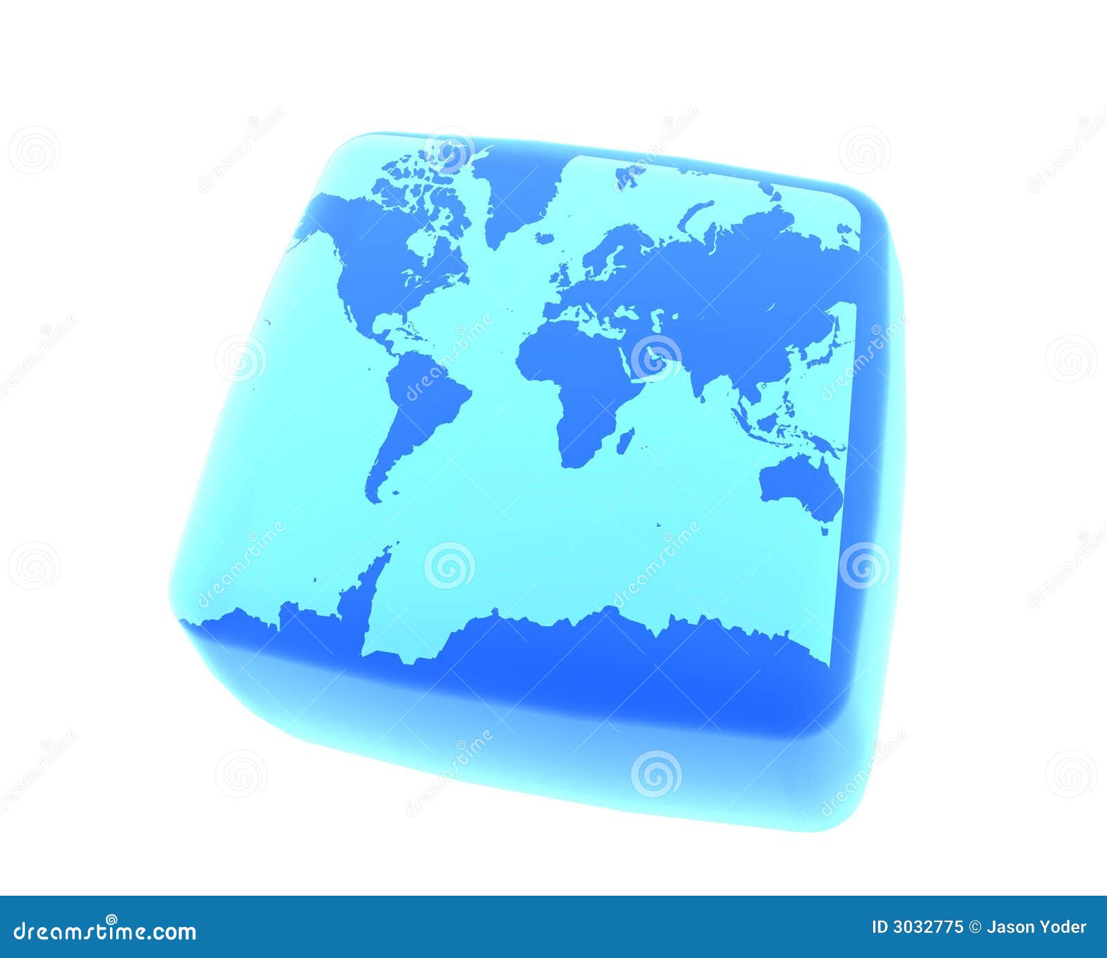 Earth On Gel Cube Picture. Image 3032775