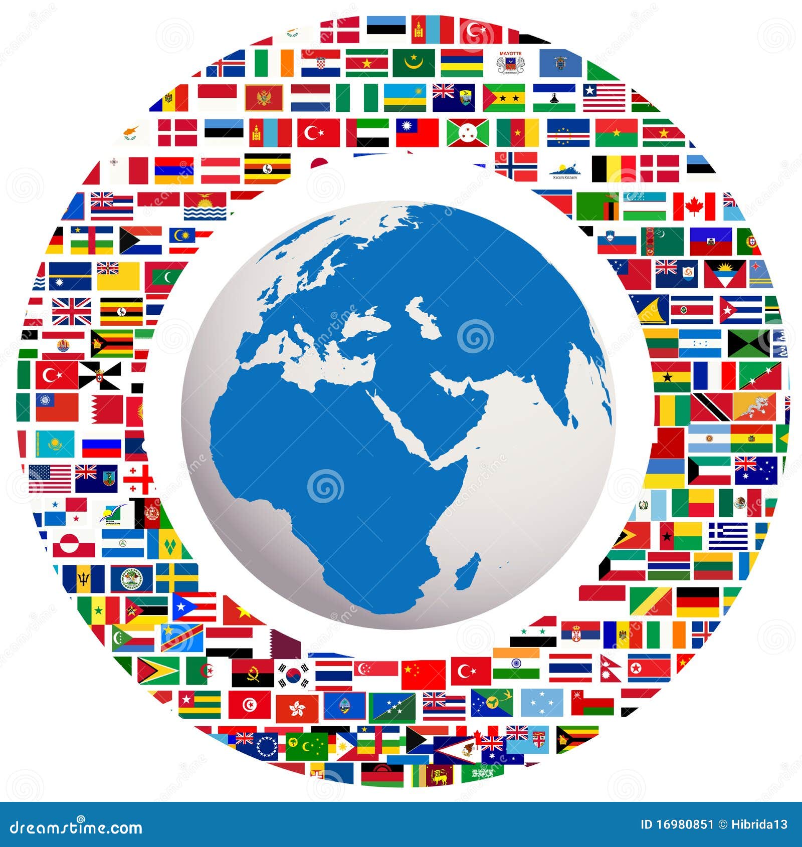 Earth Globe With All Flags Stock Image Image 16980851