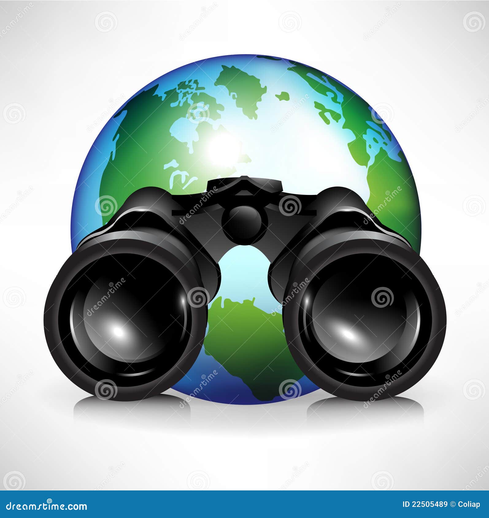 earth globe with binoculars
