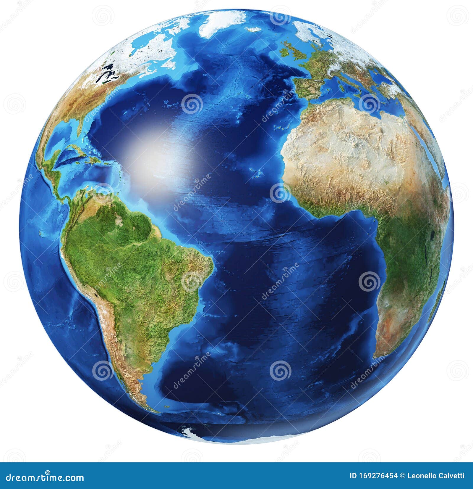 earth globe 3d . atlantic ocean view