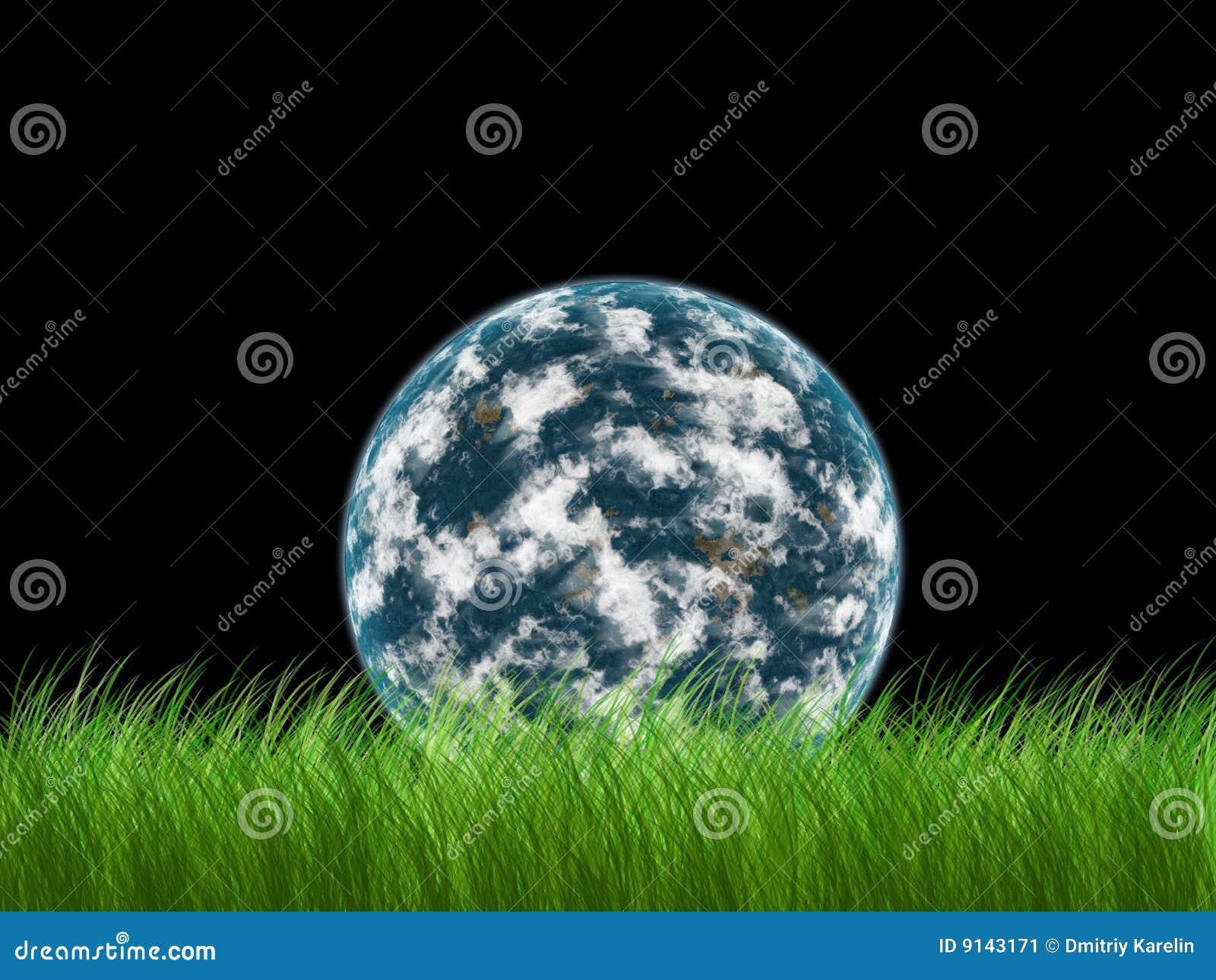 Earth in grass stock illustration. Illustration of green 9143171